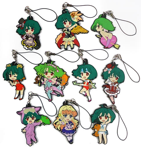 Ranka, etc. Macross Series Pikuriru! Trading Strap 4th Ranka Lee Collection Macross 30th Anniversary All 10 Types Set Key Ring [USED]