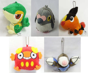 All 5 Types Set Plush Doll with Ballchain- The Unova Region Version 2- Pokemon Vest Wishs! Key Ring [USED]