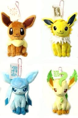 All 4 Types Set I LOVE EIEVUI Plush Doll that can be attached to a bag with Playing Card Motif 1 Pokemon Key Ring [USED]