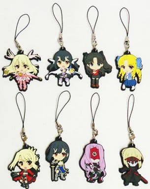 Rin Tohsaka, etc. Prisma Illya Ichiban Kuji Rubber Charm Prize H All 8 Types Set Key Ring [USED]