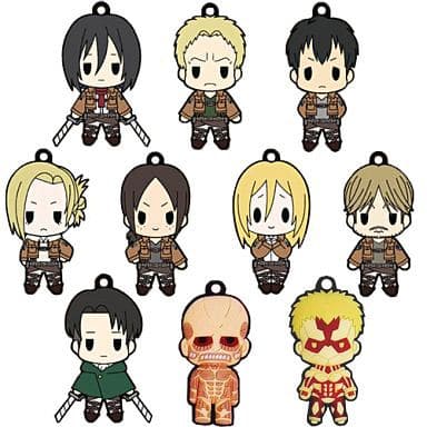 Mikasa Ackerman, etc. Attack on Titan D4 Rubber Keychain Collection Vol.2 All 10 Types Set Key Ring [USED]