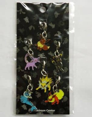 184.Eievui & Eievui Evolution Johto Picture Book Metal Charm 6 Ko Set Pokemon Pokemon Center Limited Key Ring  [USED]