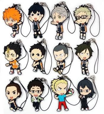 Shoyo Hinata, etc. Haikyu!! Ichiban Kuji We're going national!! Karasuno Rubber Strap Prize F All 12 Types Set Key Ring [USED]
