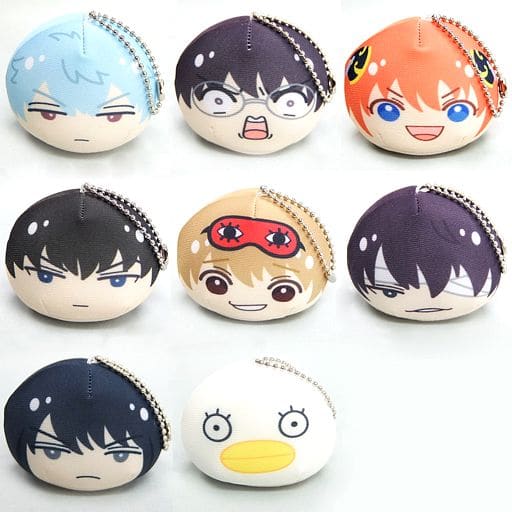 Gintoki Sakata, etc. Gintama Omanjuu Niginigi Mascot All 8 Types Set Key Ring [USED]