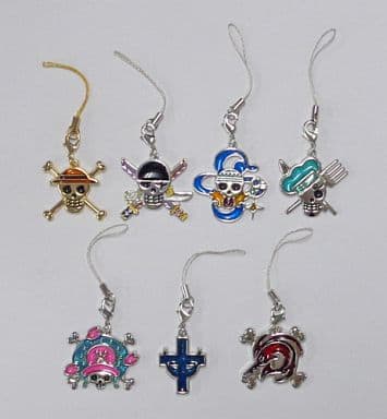 Roronoa Zoro, etc. One Piece Pirate Flag Strap 2012 Ver. One Piece Exhibition Limited All 6 Types, 1 Set of Box Privilege Key Ring [USED]