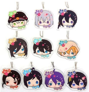 All 10 Types Set Mochi Mochi Acrylic Ball Chain Touken Ranbu -ONLINE- Key Ring [USED]