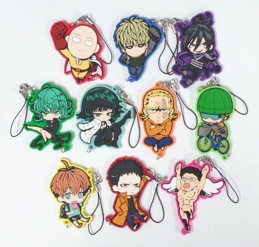 Saitama, etc. One Punch Man Rubber Strap Collection Buralink All 10 Types Set Key Ring [USED]