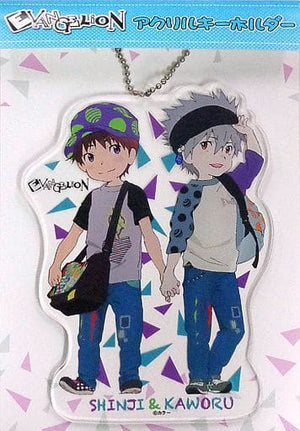 Shinji & Kaoru Acrylic Keychain Rebuild of Evangelion x Geewhiz x Stomp Stamp Evangelion Store Limited Key Ring [USED]