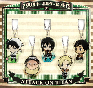 Levi & Mikasa & Ani & Liner & Berthold Acrylic Keychain Set B Attack on Titan Exhibition Key Ring [USED]