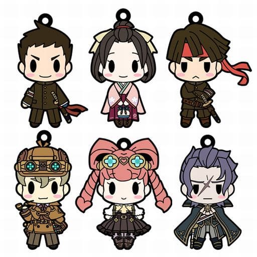 Ryunosuke Naruhodo, etc. The Great Ace Attorney: Adventures D4 Rubber Strap Collection All 6 Types Set Key Ring [USED]