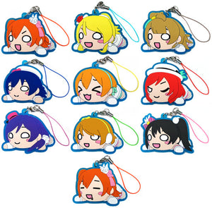 All 10 Types Set Love Live! x Sega Collaboration Cafe Lying Down Rubber Keychain Mascot Purchasing Department Goods Key Ring [USED]