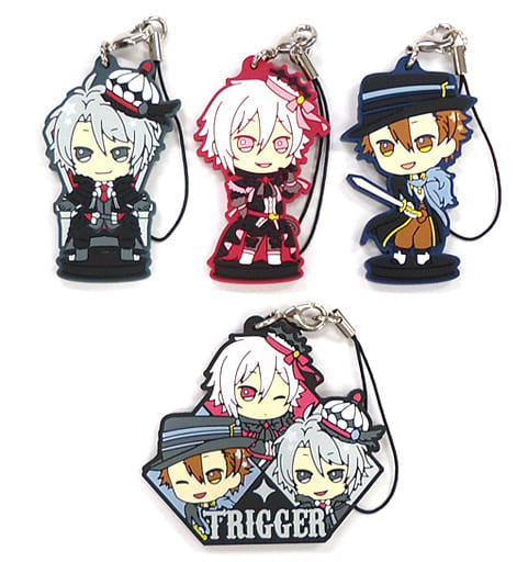 Gaku Yaotome, etc. IDOLiSH7 Ichiban Kuji Idolish7 VS Trigger Trigger Ver. Rubber Strap Black Side 7th Prize All 4 Types Set Key Ring [USED]
