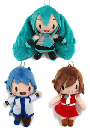 All 3 Types Set Fuwa Fuwa Keychain Mascot "Miku & KAITO & MEIKO" Vol.2 VOCALOID Key Ring [USED]