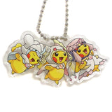 4. Pikachu Mega Audino & Mega Altaria & Mega Diancie Pokemon Die cut Acrylic Charm Collection Mega Poncho Wearing Pikachu Pokemon Center Limited Key Ring  [USED]