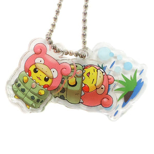 6.Pikachu Mega Slowbro Pokemon Die cut Acrylic Charm Collection Wearing Mega Poncho Pikachu Pokemon Center Limited Key Ring  [USED]