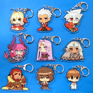 All 9 Types Set Fate/Extella: The Umbral Star Trading Acrylic Keychain vol.1 Key Ring [USED]