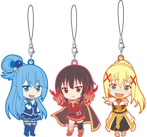 Aqua Megumin Darkness KonoSuba: God's Blessing on This Wonderful World! 2 Nendoroid Plus Rubber Strap Set Vol.2 Key Ring [USED]