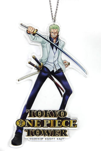 Roronoa Zoro One Piece Film Gold Big Acrylic Keychain Tokyo One Piece Tower Limited Key Ring [USED]