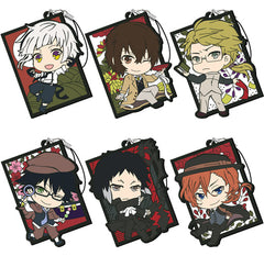 Osamu Dazai, etc. Bungo Stray Dogs Tojicolle Rubber Charm Floral Playing Cards Pattern All 6 Types Set Key Ring [USED]