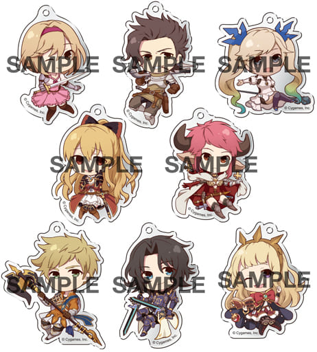 Djeeta, etc. GRANBLUE FANTASY Eformed Pon!tto Acrylic Ball Chain Vol.2 All 8 Types Set Key Ring [USED]