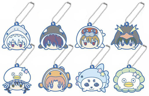 Gintoki Sakata, etc. Gintama Dumpling Aquarium Series Rubber Mascot All 8 Types Set Key Ring [USED]