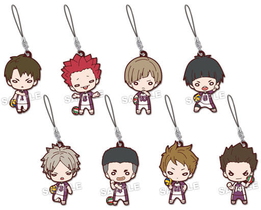 Wakatoshi Ushijima, etc. Haikyu!! Nitotan Shiratorizawa Academy High School Uniform Rubber Mascot All 8 Types Set Key Ring [USED]