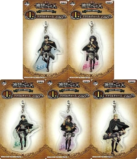 Mikasa Ackerman, etc. Attack on Titan Ichiban Kuji Survive! Survey Corps Acrylic Charms Prize I All 5 Types Set Charm [USED]