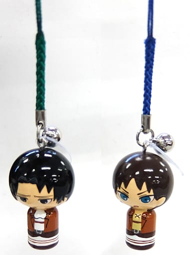 Ellen Yeager Levi Ackerman Attack on Titan Kokeshi Doll Strap Set Universal Studios Japan Attack on Titan The Real Limited Universal Studios Japan Limited Key Ring [USED]