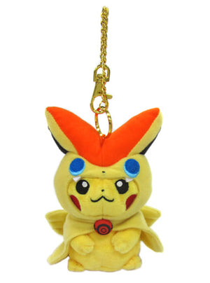 Victini Poncho's Pikachu Mascot Pokemon Pokemon Center Limited Key Ring  [USED]