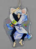 Sakata Gintoki Ichiban Cafe Gintama' -Fudan Kakko Tsukeru Yatsu ni Kagitte Negao ga Hidoi- Die-Cut Clear Name Tag Key Ring [USED]