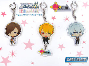 S.E.M Connected Acrylic Keychain 3 Set The Idolmaster SideM Wakeatte Mini! Key Ring [USED]