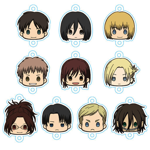 Ellen Yeager, etc. Attack on Titan Trading Churu Chara Renketsu Key Chain All 10 Types Set Key Ring [USED]