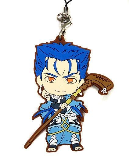 Castor/Cu Chulainn Fate/Grand Order Ichiban Kuji Kyun Character Order Singularity F Kyun Chara Illustrations Rubber Charm Prize E Key Ring [USED]