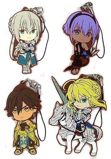 Saber/Bedivere, etc. Fate/Grand Order Ichiban Kuji Kyun Character Order Singularity 6 Kyun Chara Illustrations Rubber Charm Prize K All 4 Types Set Key Ring [USED]