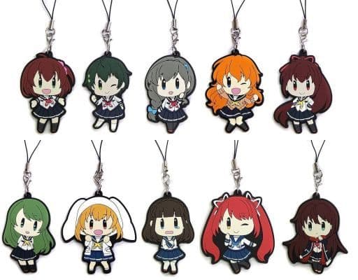 Miki Hoshitsuki, etc. Battle Girl High School New Uniform Trading Rubber Strap Vol.1 Rubber Charm All 9 Types Set Key Ring [USED]
