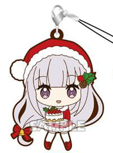 Emilia Re:ZERO -Starting Life in Another World- Trading Rubber Strap Christmas Ver. Key Ring [USED]