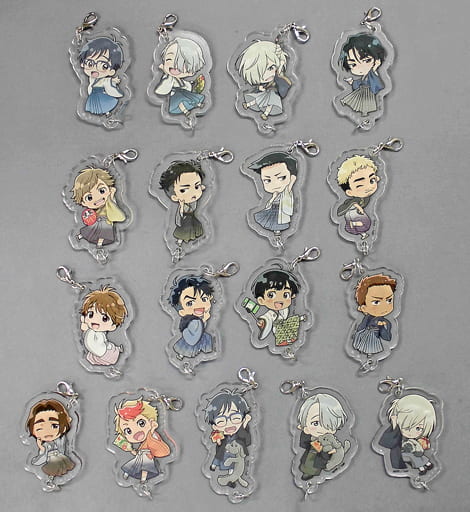 Yuri Katsuki, etc. Yuri!!! On Ice x Princess Cafe Tsukamarinko Linked Acrylic Charm New Year Ver. All 17 Types Set Key Ring [USED]
