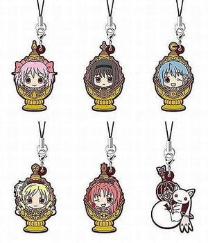 Madoka Kaname, etc. Puella Magi Madoka Magica: The Movie Beginnings Rubber Mascot with a Little Bit of Soul Gem Key Ring [USED]