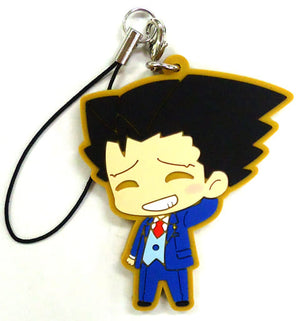 Naruhodo Ryuichi Both Eyes Closed Ace Attorney Rubber Strap Collection Ace Attorney Series 15th Anniversary Goods Secret Key Ring [USED]