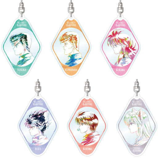 Yusuke Urameshi, etc. Yu Yu Hakusho Ani-Art Trading Acrylic Key Chains All 6 Types Set Key Ring [USED]
