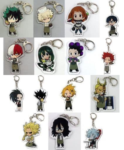 Katsuki Bakugo, etc. My Hero Academia Trading Acrylic Key Chains Cafe Ver. animate cafe Limited All 15 Types Set Key Ring [USED]