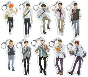 Haikyu !! Acrylic Leave School Keychain Jump Festa 2018 Goods All 10 Types Set Key Ring [USED]