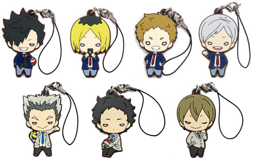 Tetsuro Kuroo, etc. Haikyu!! Nitotan Uniform Tokyo Group Rubber Mascot Jump Festa 2018 Limited All 7 Types Set Key Ring [USED]