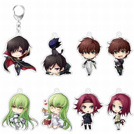 Lelouch Lamperouge, etc. Code Geass: Lelouch of the Rebellion II - Transgression Chara Form Acrylic Keychain Collection Vol.1 All 8 Types Set Key Ring [USED]