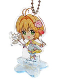 Kinomoto Sakura Battle Costume/Blue Cardcaptor Sakura Clear Card x animatecafe Trading Acrylic Stand Keychain Fukuoka Tenjin Limited Key Ring  [USED]