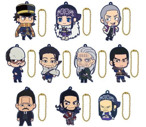 Saichi Sugimoto, etc. Golden Kamuy Rubber Key Chain Collection All 10 Types Set Key Ring [USED]