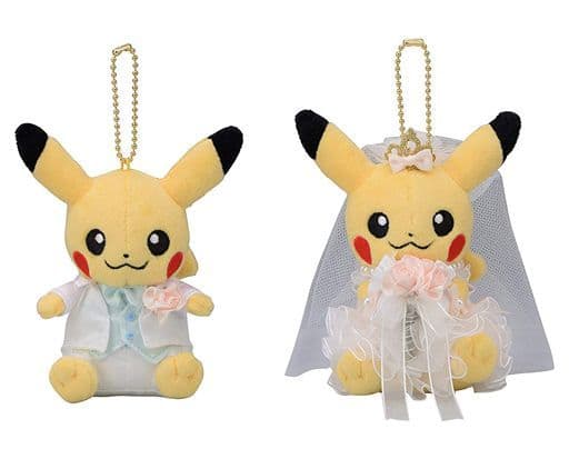 Pair Pikachu Pokemon Mascot Precious Wedding Pokemon Center Limited Key Ring [USED]