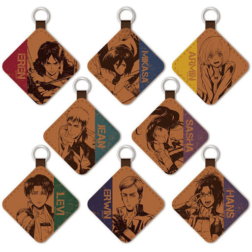 Mikasa Ackerman, etc. Attack on Titan Leather Key Chain Collection All 8 Types Set Key Ring [USED]
