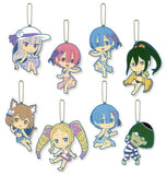 All 8 Types Set Big Rubber Keychain Kyun Chara llustrations Ichiban Kuji Re:Zero - Starting Life in Another World -It's summer! It's the sea! Summon another world!- F Award Key Ring [USED]