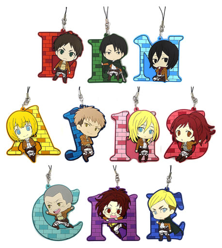 Ellen Yeager, etc. Attack on Titan Rubber Strap Collection Anime Key Frame Exhibition Attack On Titan Animation Gallery Limited All 10 Types Set Key Ring [USED]